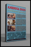 America 3000 movie cover featuring a dystopian world ruled by women post-nuclear war, showcasing the struggle of men.