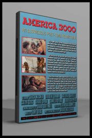 America 3000 movie cover featuring a dystopian world ruled by women post-nuclear war, showcasing the struggle of men.
