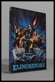 Eliminators DVD cover featuring a cyborg and action characters in a sci-fi setting from the 1986 film.