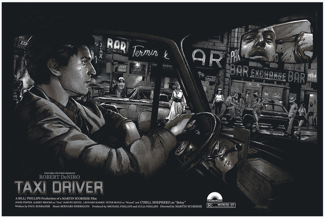 Taxi Driver (silver variant) by Barret Chapman Screen Print